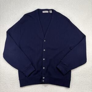 Vtg Cypress Links XL Cardigan Sweater USA Grandpa Dad Golf Preppy Acrylic Navy